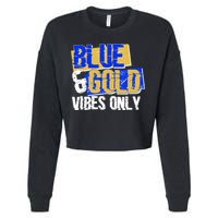 Blue & Gold Vibes Only Cropped Pullover Crew