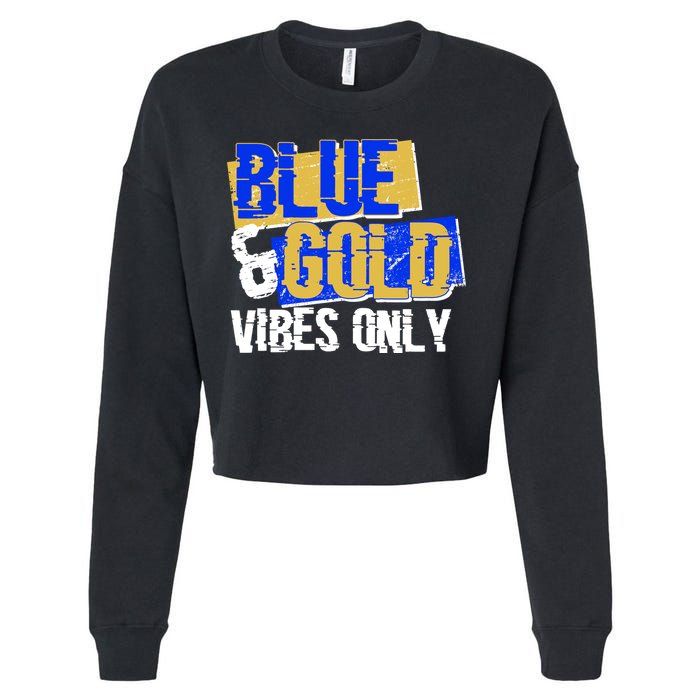 Blue & Gold Vibes Only Cropped Pullover Crew