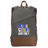 Blue & Gold Vibes Only Cotton Canvas Backpack