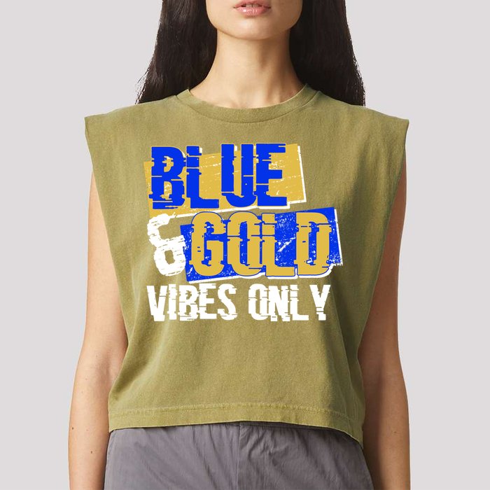 Blue & Gold Vibes Only Garment-Dyed Women's Muscle Tee