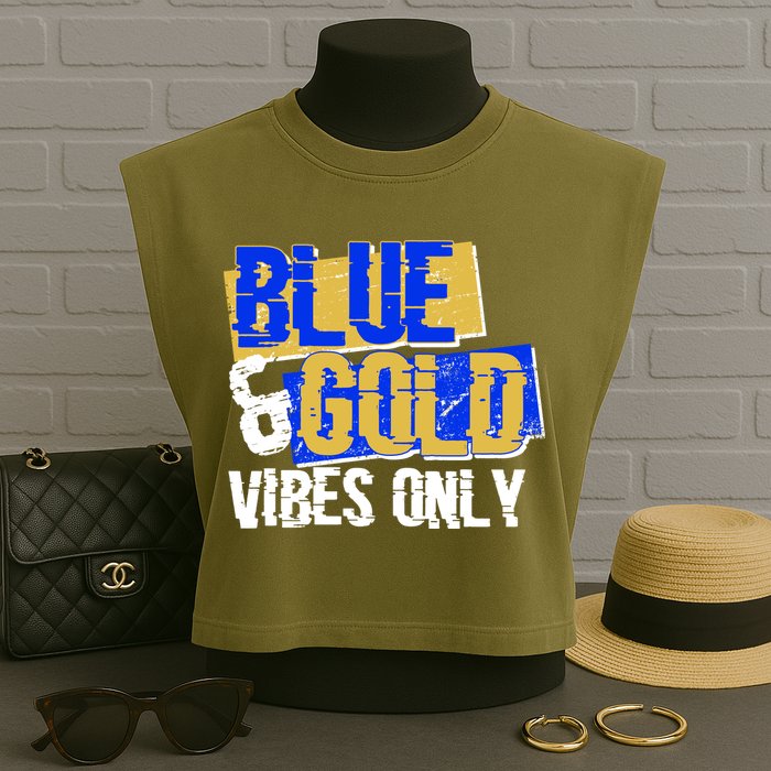 Blue & Gold Vibes Only Garment-Dyed Women's Muscle Tee