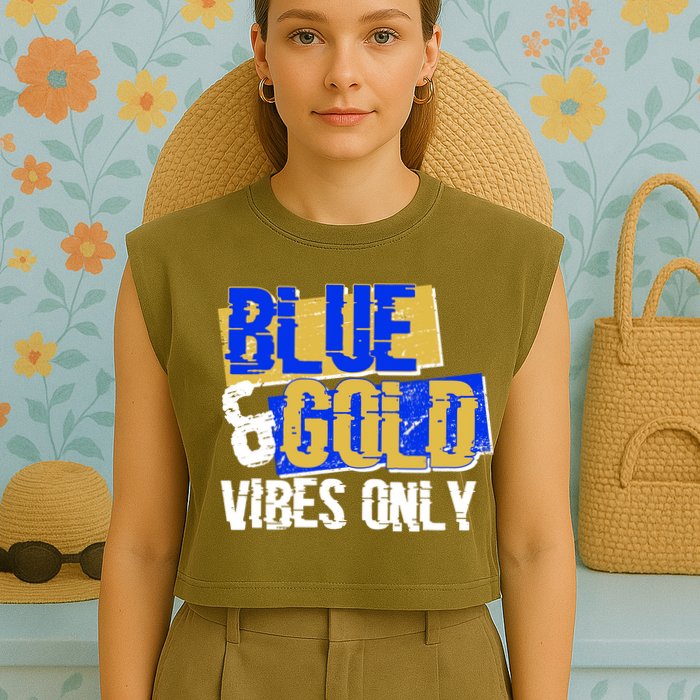 Blue & Gold Vibes Only Garment-Dyed Women's Muscle Tee