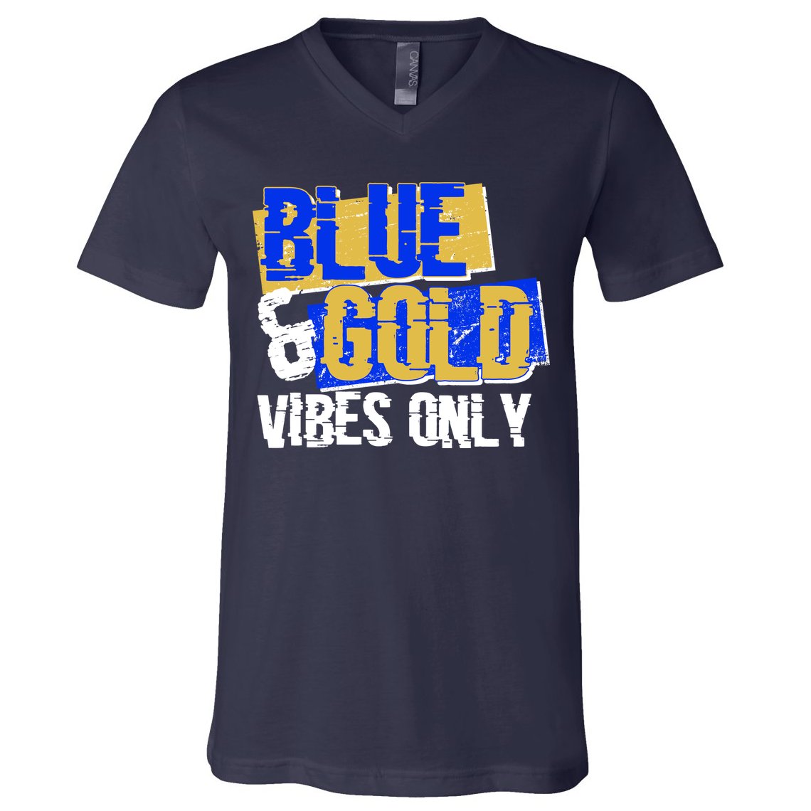 Blue & Gold Vibes Only V-Neck T-Shirt