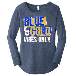 Blue & Gold Vibes Only Women's Perfect Tri Tunic Long Sleeve Shirt