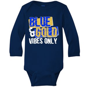 Blue & Gold Vibes Only Baby Long Sleeve Bodysuit