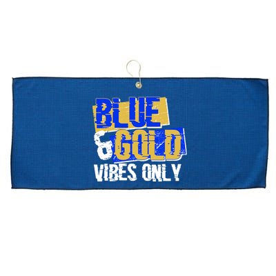 Blue & Gold Vibes Only Large Microfiber Waffle Golf Towel