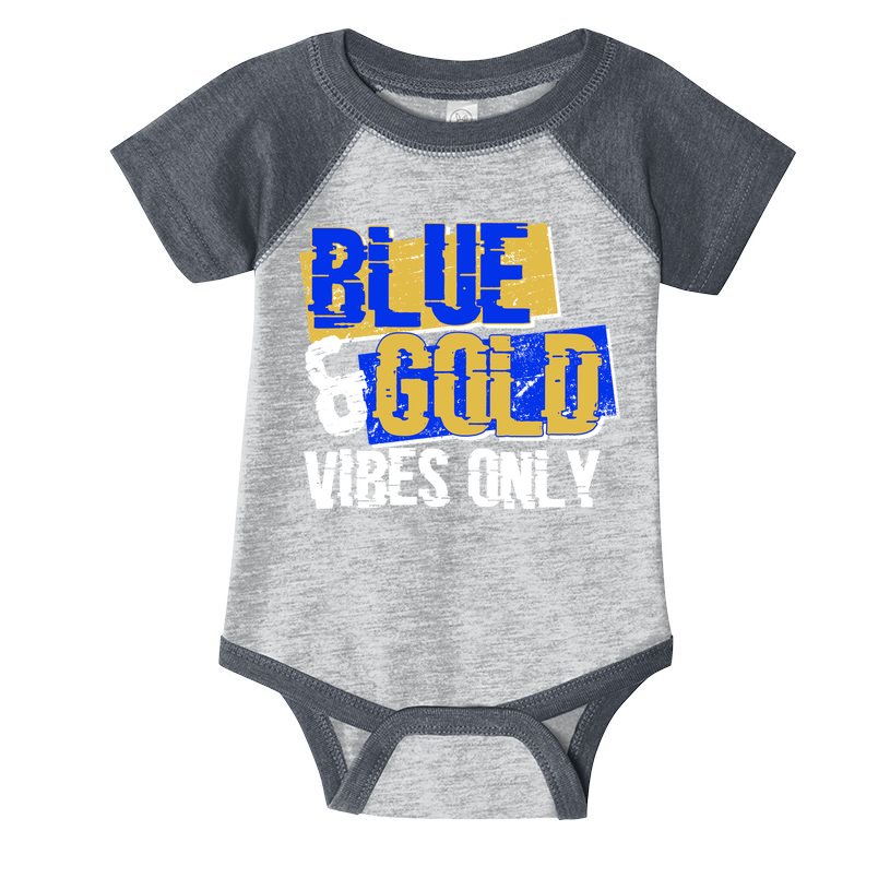 Blue & Gold Vibes Only Infant Baby Jersey Bodysuit