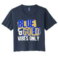 Blue & Gold Vibes Only Crop Top