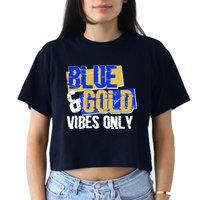 Blue & Gold Vibes Only Crop Top