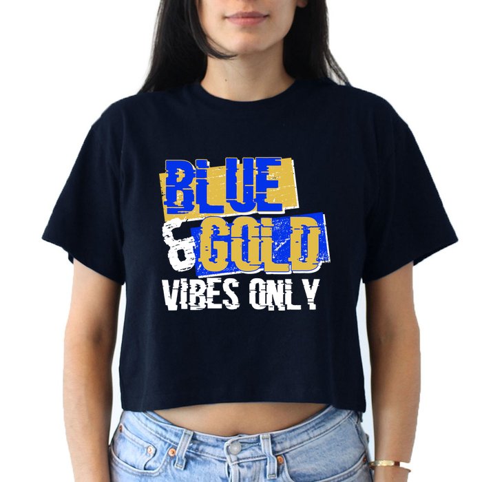 Blue & Gold Vibes Only Crop Top