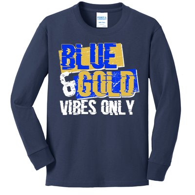 Blue & Gold Vibes Only Kids Long Sleeve Shirt