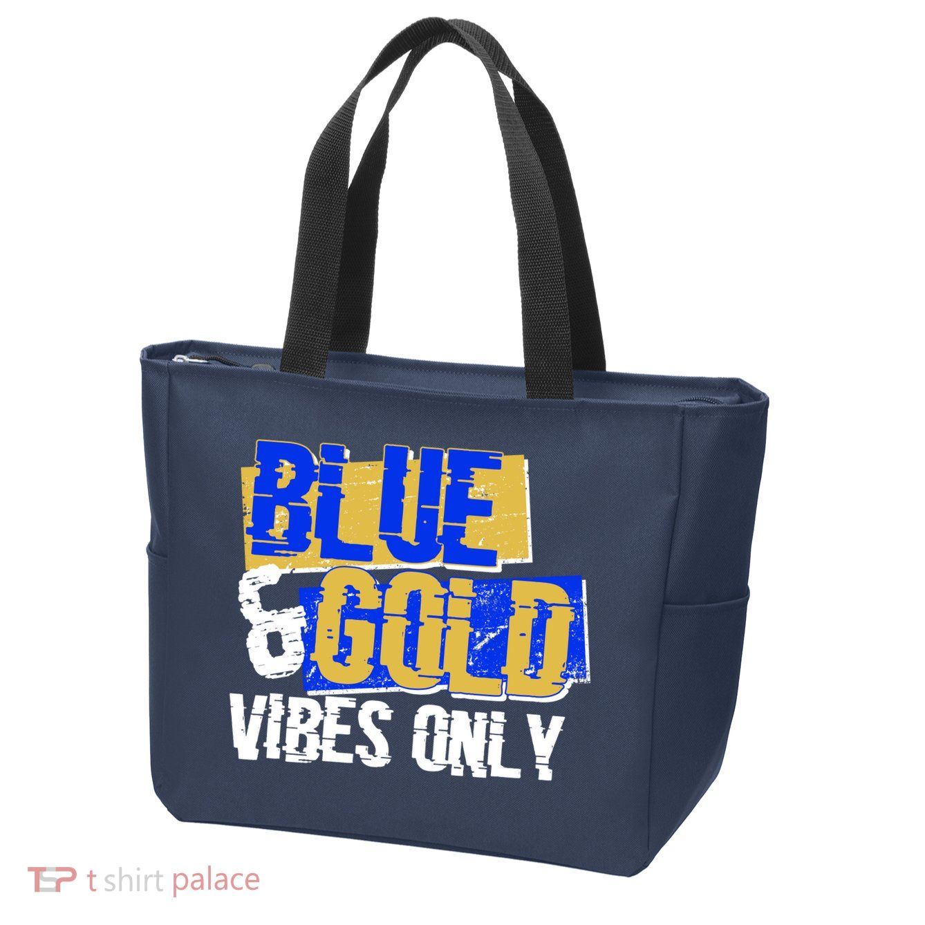 Blue & Gold Vibes Only Zip Tote Bag