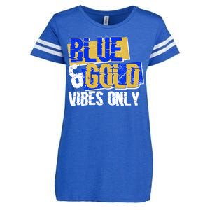 Blue & Gold Vibes Only Enza Ladies Jersey Football T-Shirt