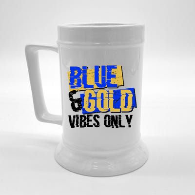 Blue & Gold Vibes Only Beer Stein