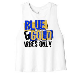 Blue & Gold Vibes Only Women's Racerback Cropped Tank