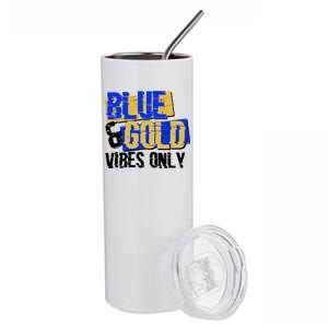 Blue & Gold Vibes Only Stainless Steel Tumbler