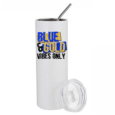 Blue & Gold Vibes Only Stainless Steel Tumbler