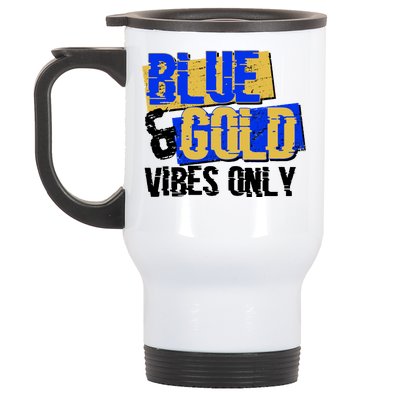 Blue & Gold Vibes Only Stainless Steel Travel Mug