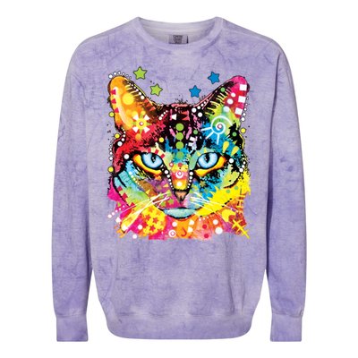 Blue Eyes Trippy Cat Dean Russo Colorblast Crewneck Sweatshirt