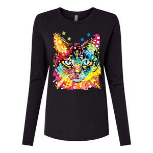 Blue Eyes Trippy Cat Dean Russo Womens Cotton Relaxed Long Sleeve T-Shirt