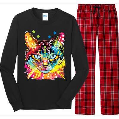 Blue Eyes Trippy Cat Dean Russo Long Sleeve Pajama Set