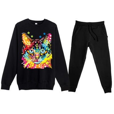 Blue Eyes Trippy Cat Dean Russo Premium Crewneck Sweatsuit Set