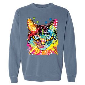 Blue Eyes Trippy Cat Dean Russo Garment-Dyed Sweatshirt