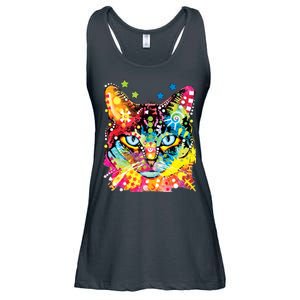 Blue Eyes Trippy Cat Dean Russo Ladies Essential Flowy Tank