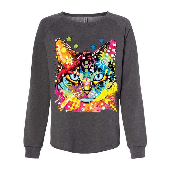 Blue Eyes Trippy Cat Dean Russo Womens California Wash Sweatshirt