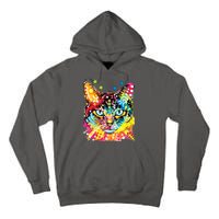 Blue Eyes Trippy Cat Dean Russo Tall Hoodie