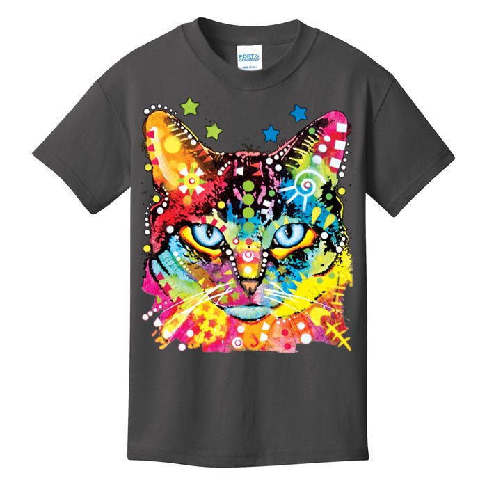 Blue Eyes Trippy Cat Dean Russo Kids T-Shirt