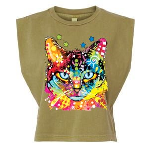 Blue Eyes Trippy Cat Dean Russo Garment-Dyed Women's Muscle Tee