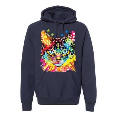 Blue Eyes Trippy Cat Dean Russo Premium Hoodie