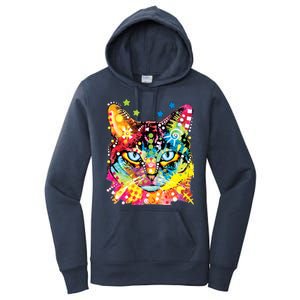 Blue Eyes Trippy Cat Dean Russo Women's Pullover Hoodie