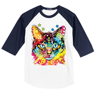 Blue Eyes Trippy Cat Dean Russo Baseball Sleeve Shirt