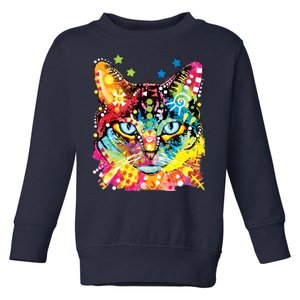 Blue Eyes Trippy Cat Dean Russo Toddler Sweatshirt