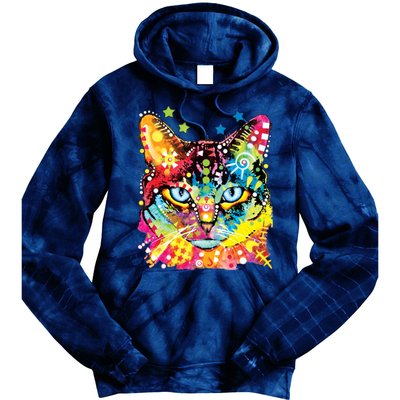 Blue Eyes Trippy Cat Dean Russo Tie Dye Hoodie