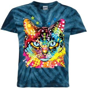 Blue Eyes Trippy Cat Dean Russo Kids Tie-Dye T-Shirt