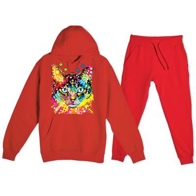 Blue Eyes Trippy Cat Dean Russo Premium Hooded Sweatsuit Set