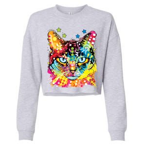 Blue Eyes Trippy Cat Dean Russo Cropped Pullover Crew