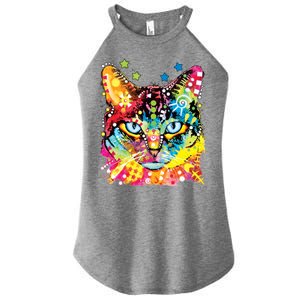 Blue Eyes Trippy Cat Dean Russo Women's Perfect Tri Rocker Tank