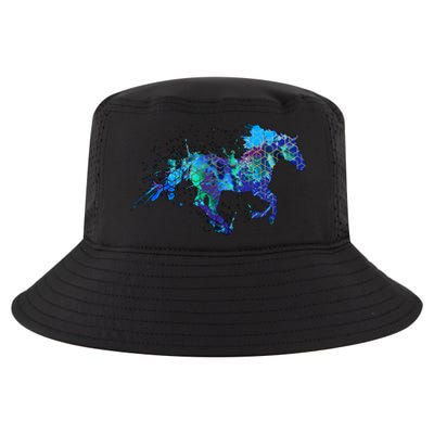 Blue Horse Running Cool Comfort Performance Bucket Hat