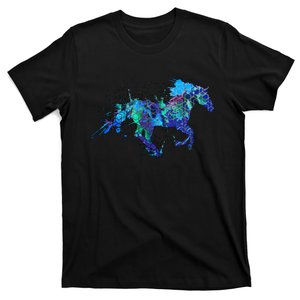 Blue Horse Running T-Shirt