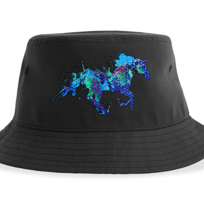 Blue Horse Running Sustainable Bucket Hat