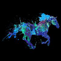 Blue Horse Running Button