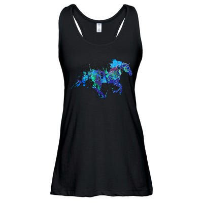 Blue Horse Running Ladies Essential Flowy Tank