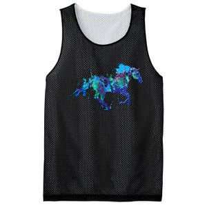 Blue Horse Running Mesh Reversible Basketball Jersey Tank