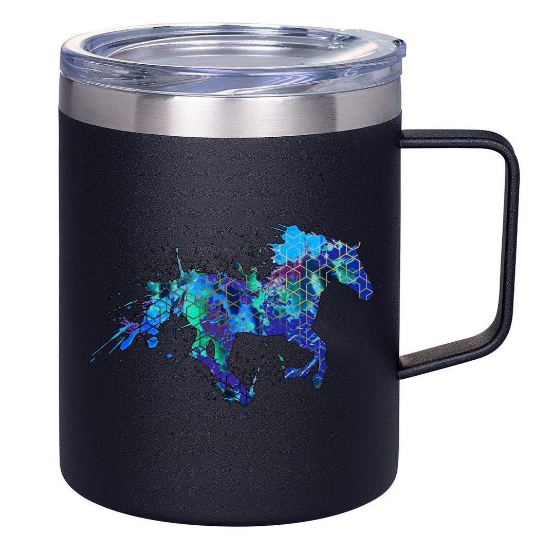 Blue Horse Running 12oz Stainless Steel Coffee Mug