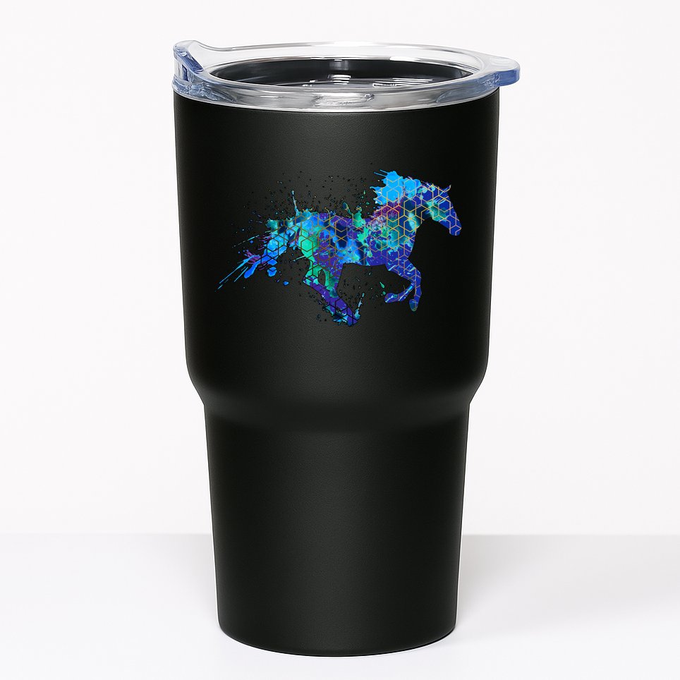 Blue Horse Running Tumbler