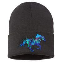 Blue Horse Running Sustainable Knit Beanie